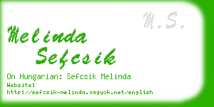 melinda sefcsik business card